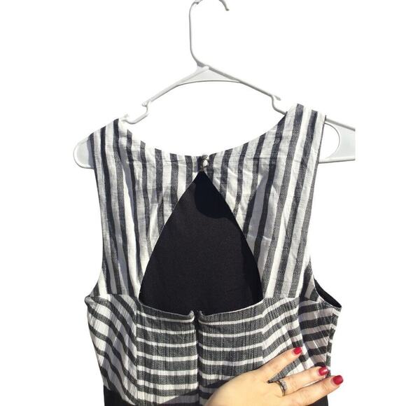 Eva Franco Womens Saybrook Dress Size 10 Gray White Striped Cotton Anthropologie - Picture 10 of 13